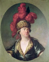 El actor Lekain (1728-78) en el papel de Genghis Khan, en la ópera 